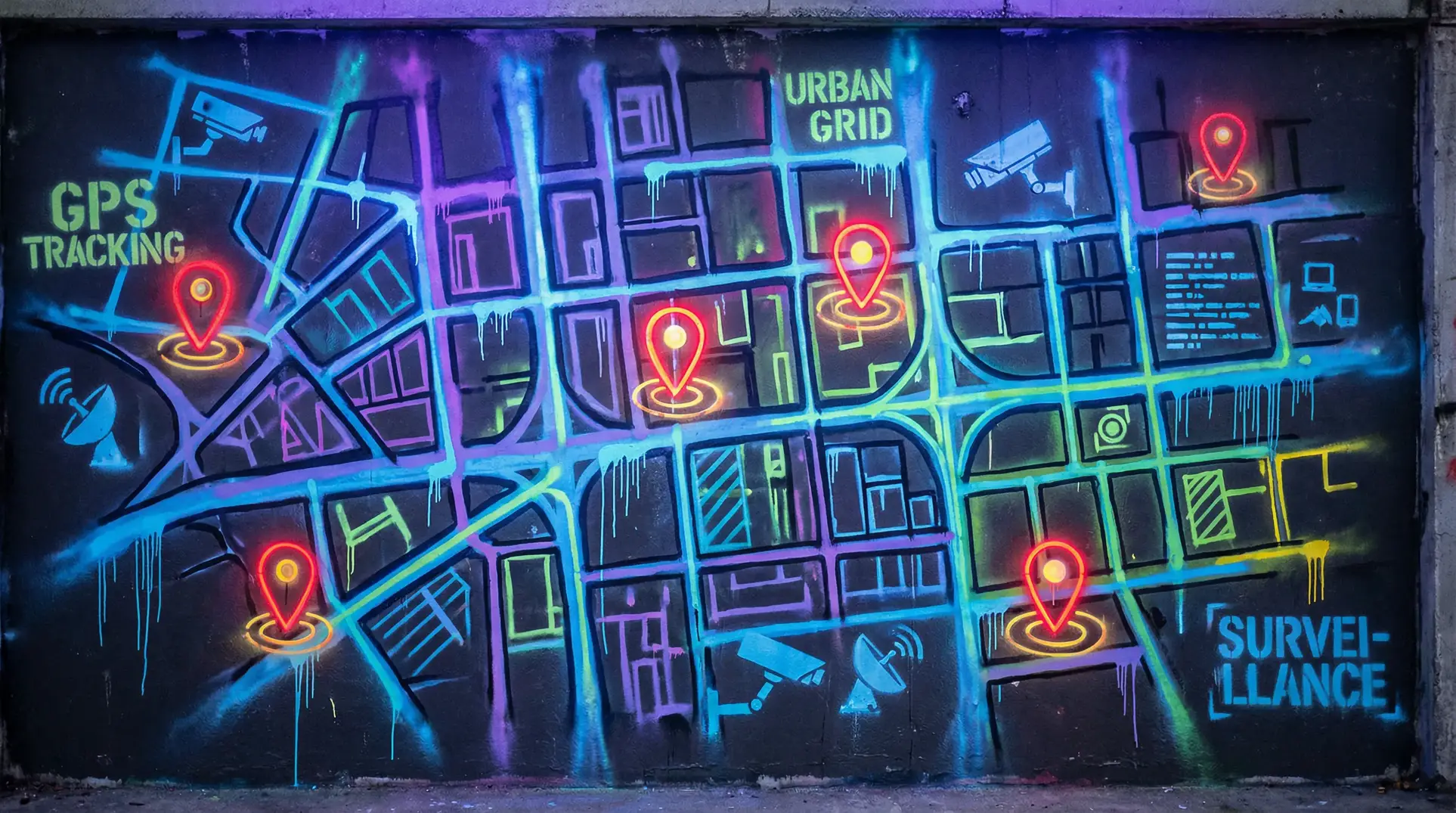 蛋蛋直播 狗仔追踪地图 - 城市涂鸦风格